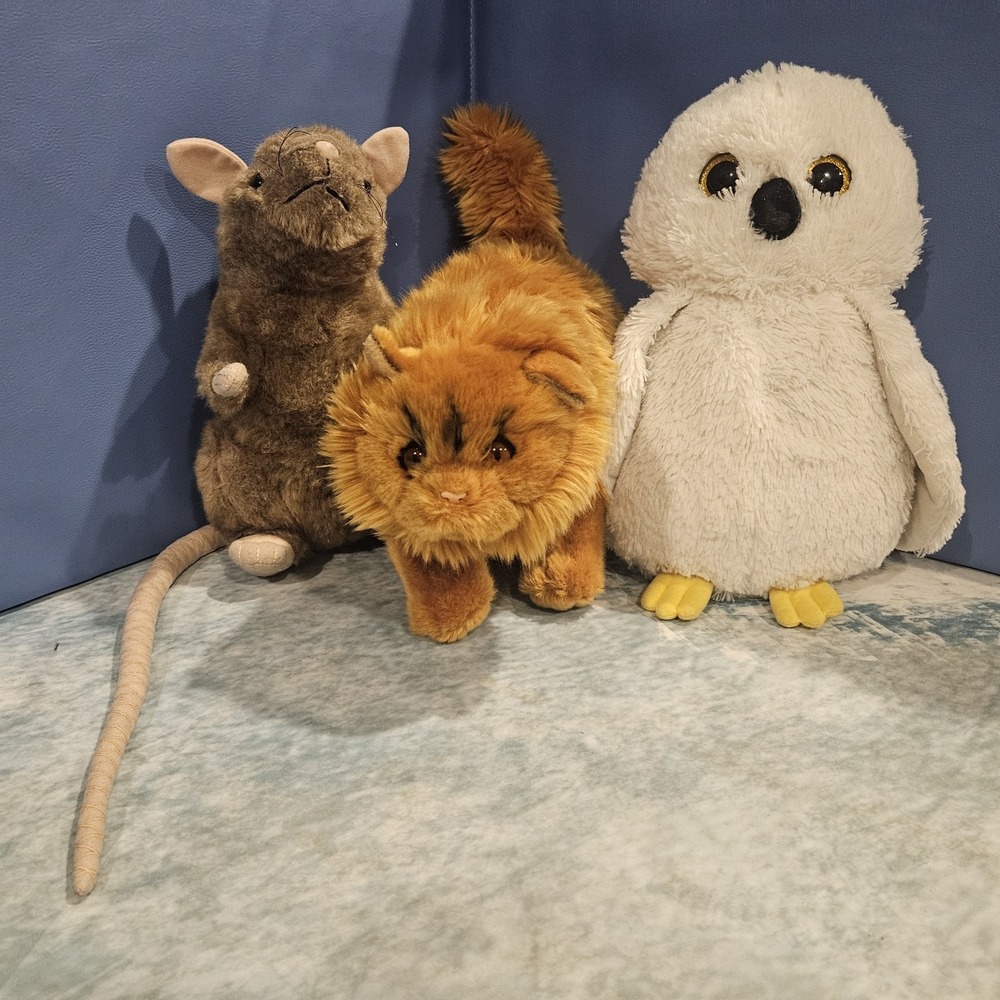 Harry Potter Hedwig Crookshanks Scabbers Plush Bundle Wizarding World Pets